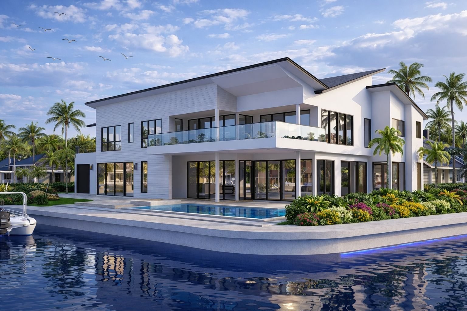 Contemporary interior with natural light visualization